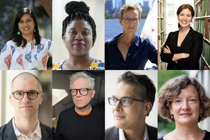 Top row, left to right: Sana Aiyar, Sandy Alexandre, Kate Brown, and Stephanie Frampton. Bottom row, left to right: Seth Mnookin, Jay Scheib, Kieran Setiya, and Christine Walley Credits: Photos courtesy of the School of Humanities, Arts, and Social Sciences.