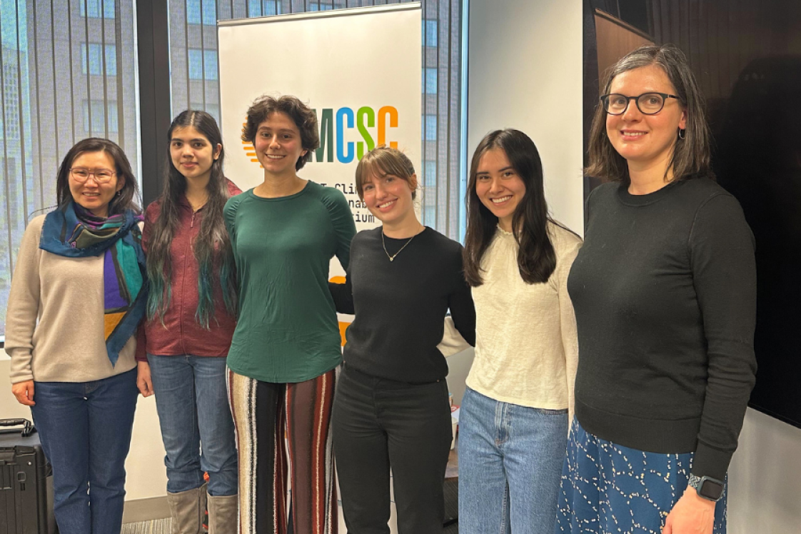 Manduhai Buyandelger (far left) and Lauren Bonilla (far right), with MIT students who went to Mongolia with Bonilla in January 2024. Credits: Photo courtesy of the MIT Climate and Sustainability Consortium. 