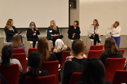 A two-day event celebrated the successes of women in science but also examined reasons for persistent inequality. At a workshop on the second day, the audience heard from a panel of scientists including (left to right) Michelle Monje, Susan Silbey, Kara McKinley, Erin Schuman, Stacie Weninger, and moderator Elly Nedivi, the William R. and Linda R. Young Professor in The Picower Institute.  Credits: Photo: David Orenstein/Picower Institute 